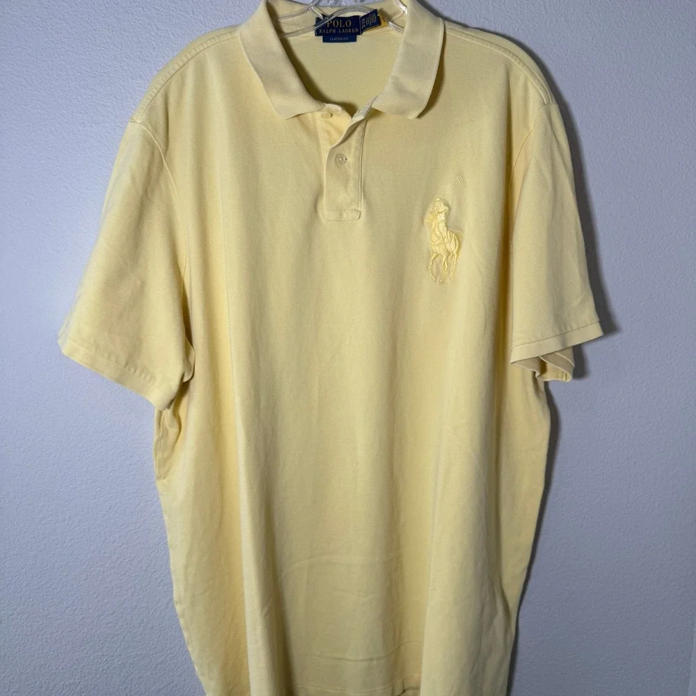 Polo Ralph‎ Lauren Men's XXL Yellow Big Pony Classic Fit Cotton Pique Polo Shirt